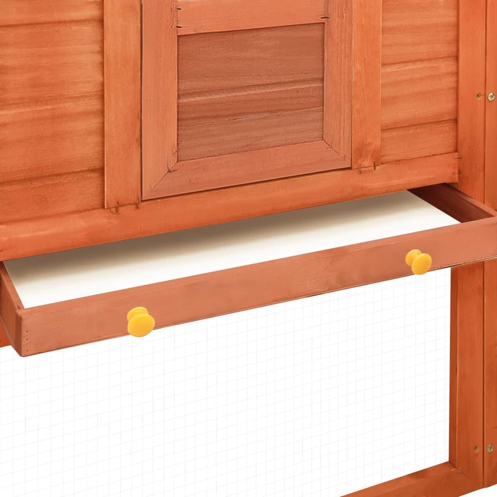 Outdoor Rabbit Hutch with Run Brown Solid Fir Wood at Set Shop and Smile