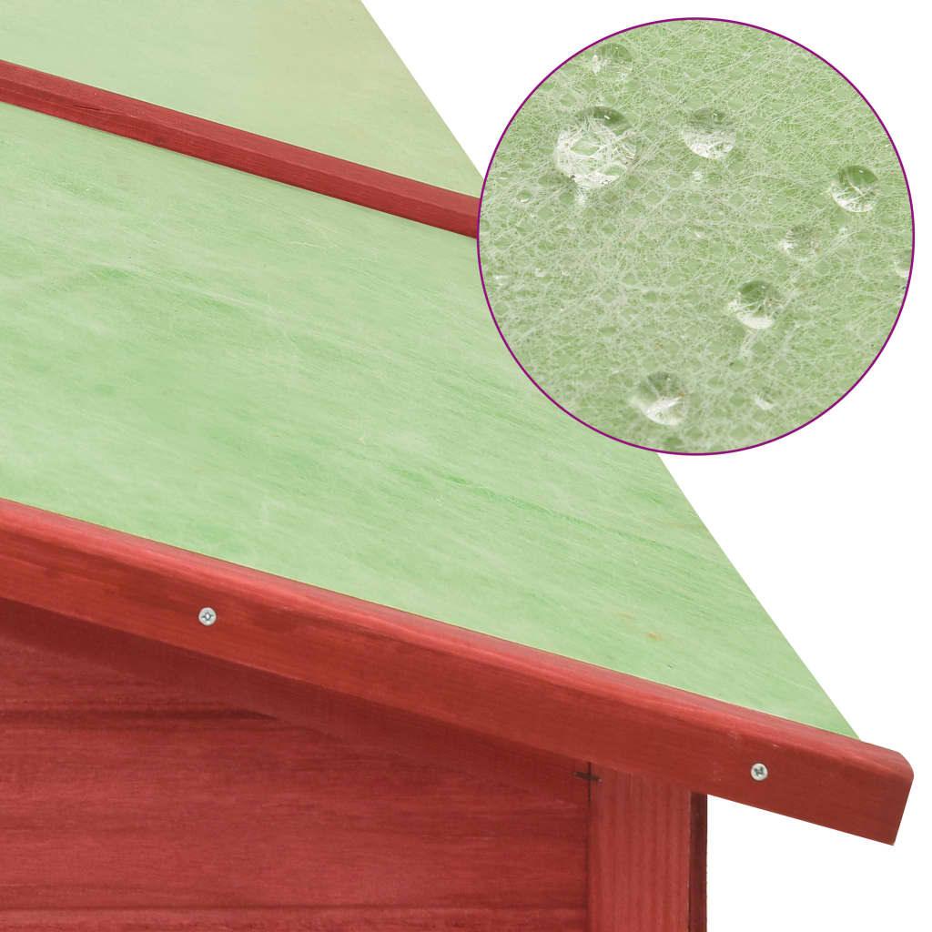 Outdoor Rabbit Hutch with Run Red and White Solid Fir Wood at Set Shop and Smile