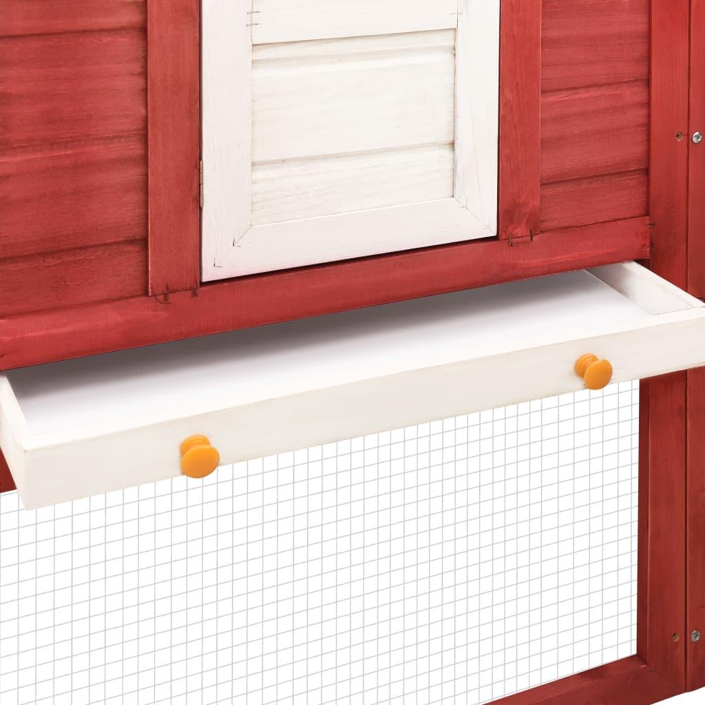 Outdoor Rabbit Hutch with Run Red and White Solid Fir Wood at Set Shop and Smile