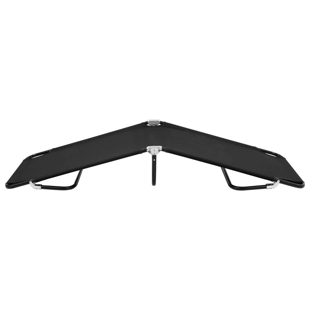 Folding Sun Lounger Black Steel at Set Shop and Smile