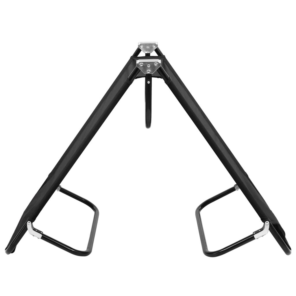 Folding Sun Lounger Black Steel at Set Shop and Smile