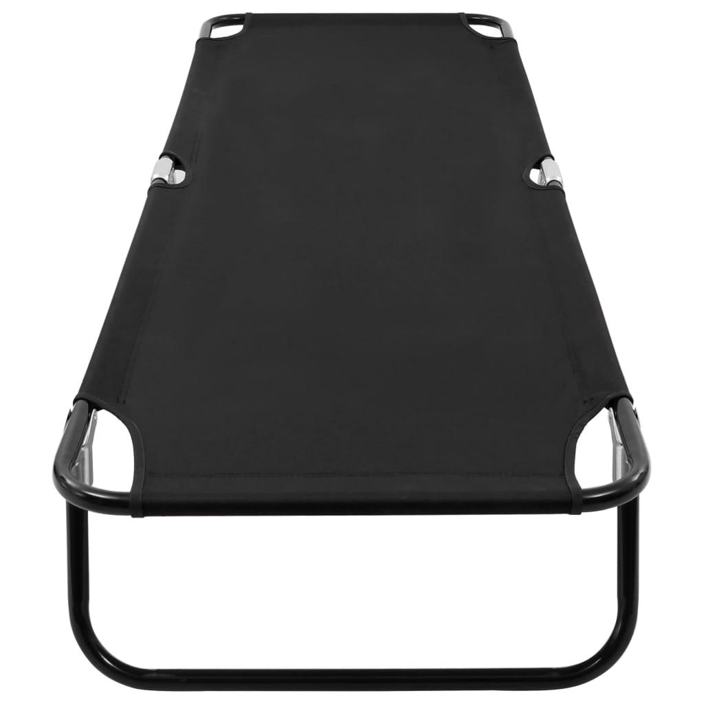 Folding Sun Lounger Black Steel at Set Shop and Smile