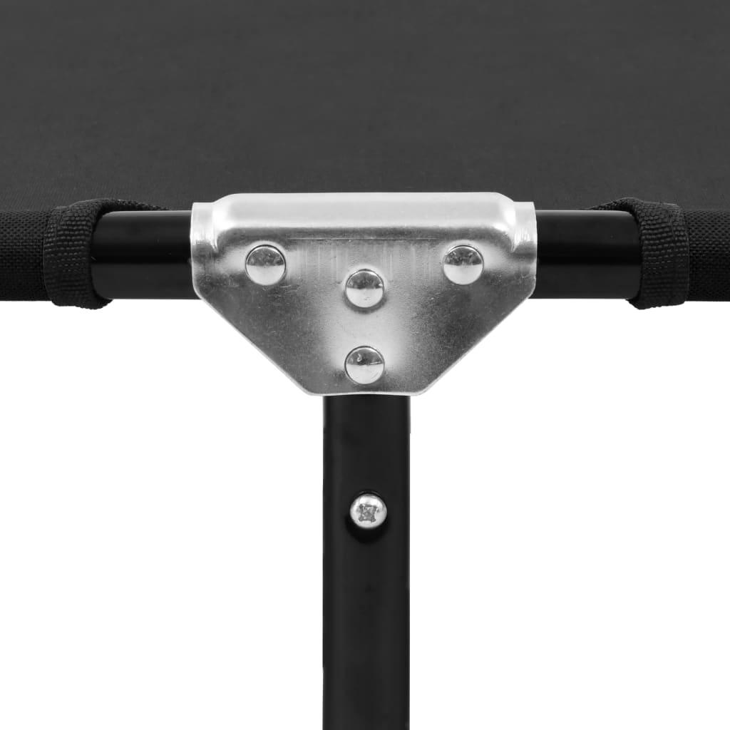 Folding Sun Lounger Black Steel at Set Shop and Smile