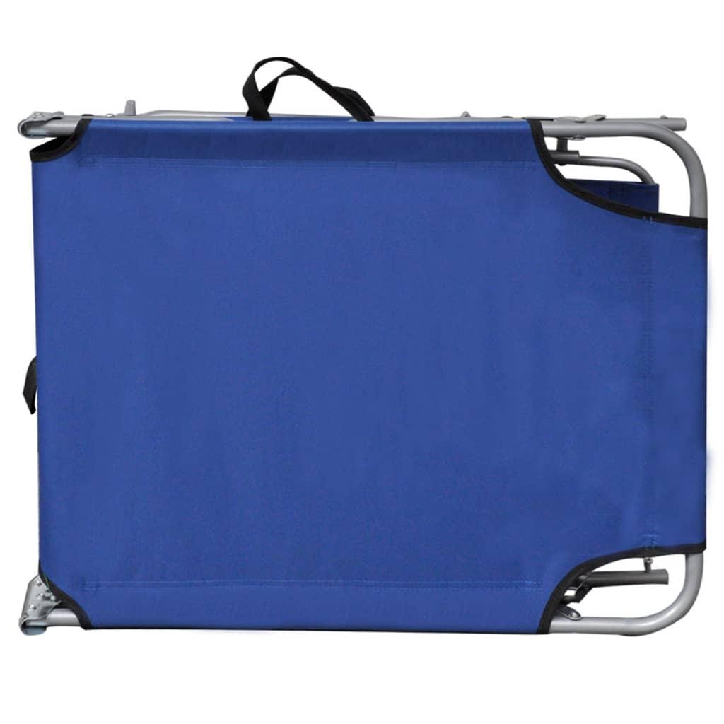 Folding Sun Lounger with Canopy Blue Aluminum at Set Shop and Smile