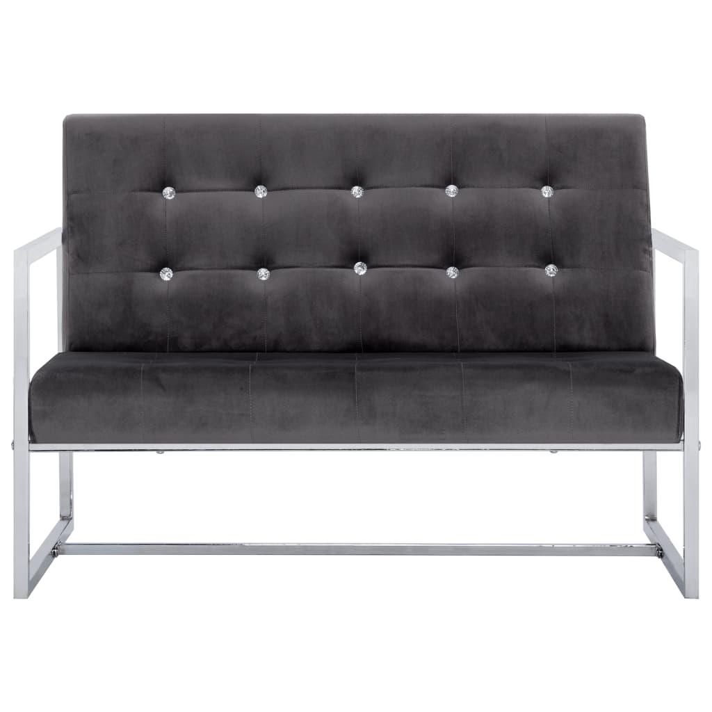 2-Seater Sofa with Armrests Dark Gray Chrome and Velvet at Set Shop and Smile