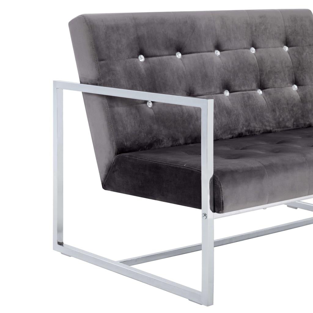 2-Seater Sofa with Armrests Dark Gray Chrome and Velvet at Set Shop and Smile