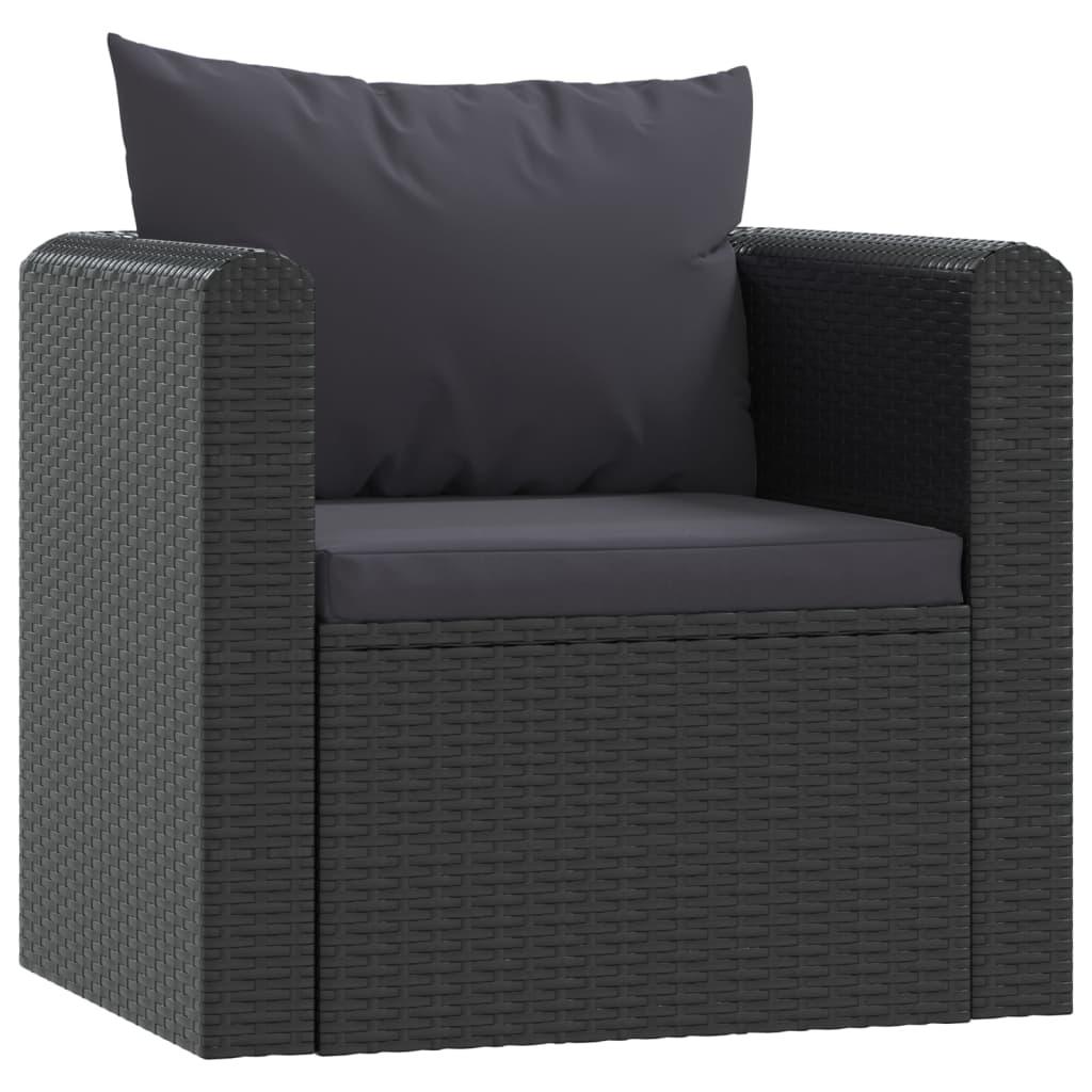 Single Sofa with Cushions Poly Rattan Black at Set Shop and Smile