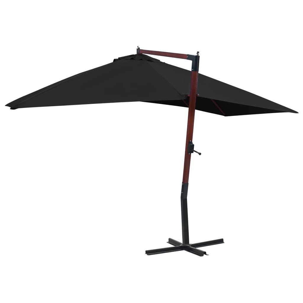 Hanging Parasol with Wooden Pole 157.5"x118.1" Black at Set Shop and Smile