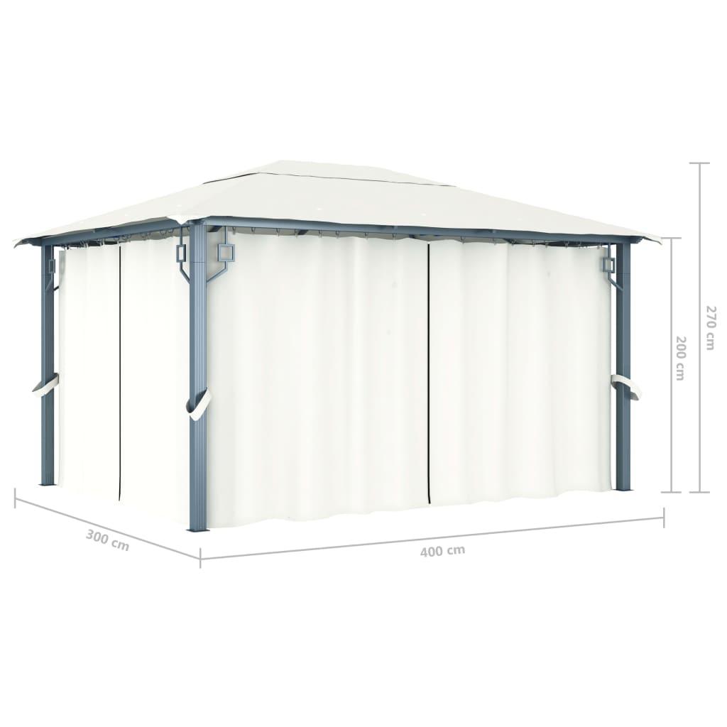 Gazebo with Curtain 157.5"x118.1" Cream Aluminum at Set Shop and Smile