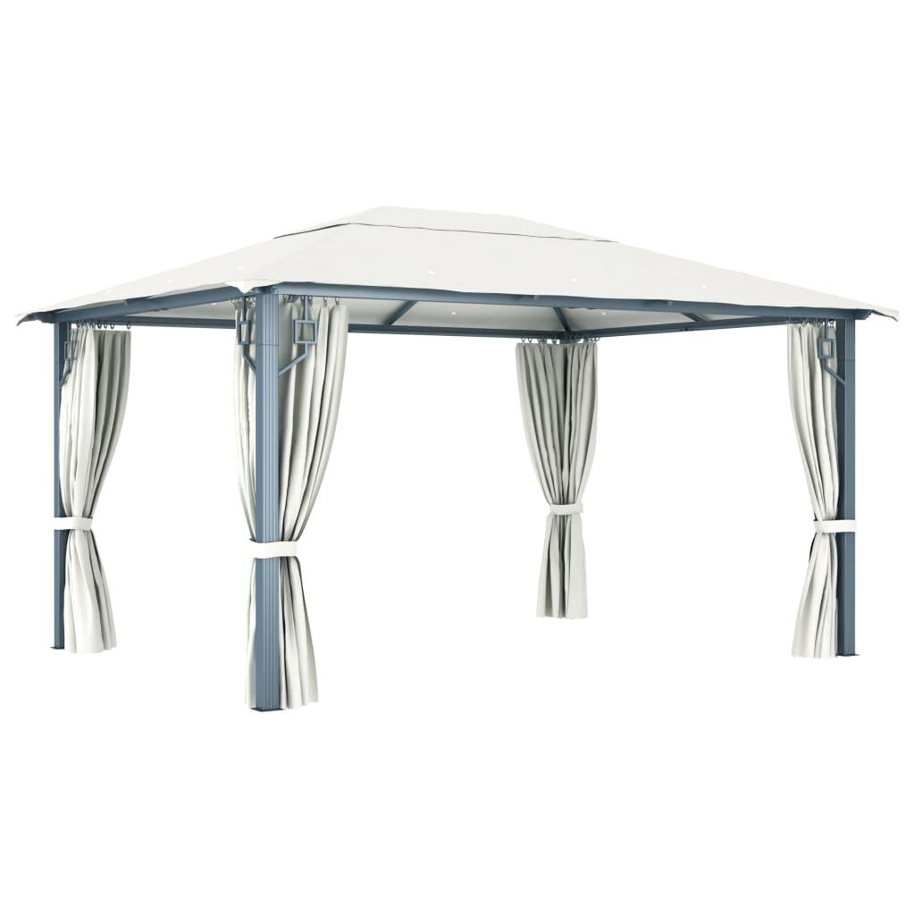 Gazebo with Curtain 157.5"x118.1" Cream Aluminum at Set Shop and Smile