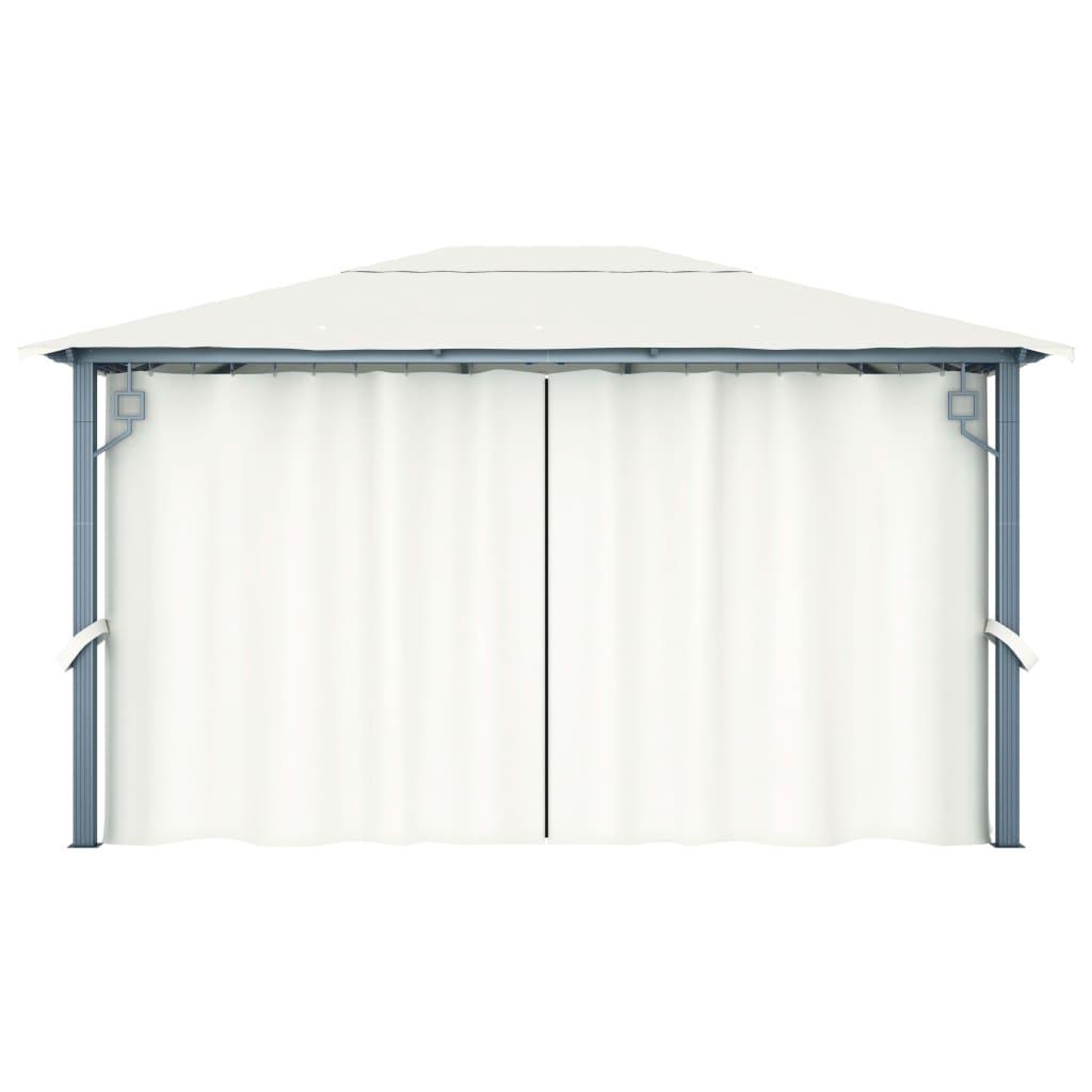 Gazebo with Curtain 157.5"x118.1" Cream Aluminum at Set Shop and Smile