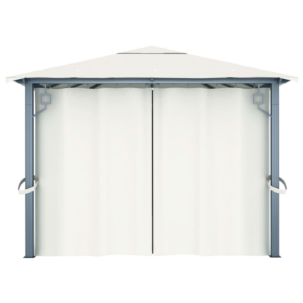 Gazebo with Curtain 157.5"x118.1" Cream Aluminum at Set Shop and Smile