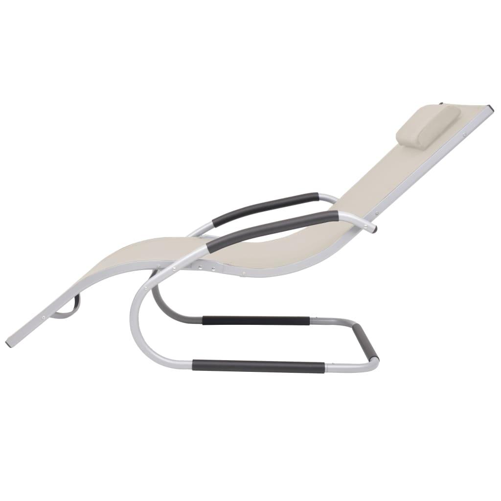 Sun Lounger with Pillow Aluminum and Textilene Cream at Set Shop and Smile