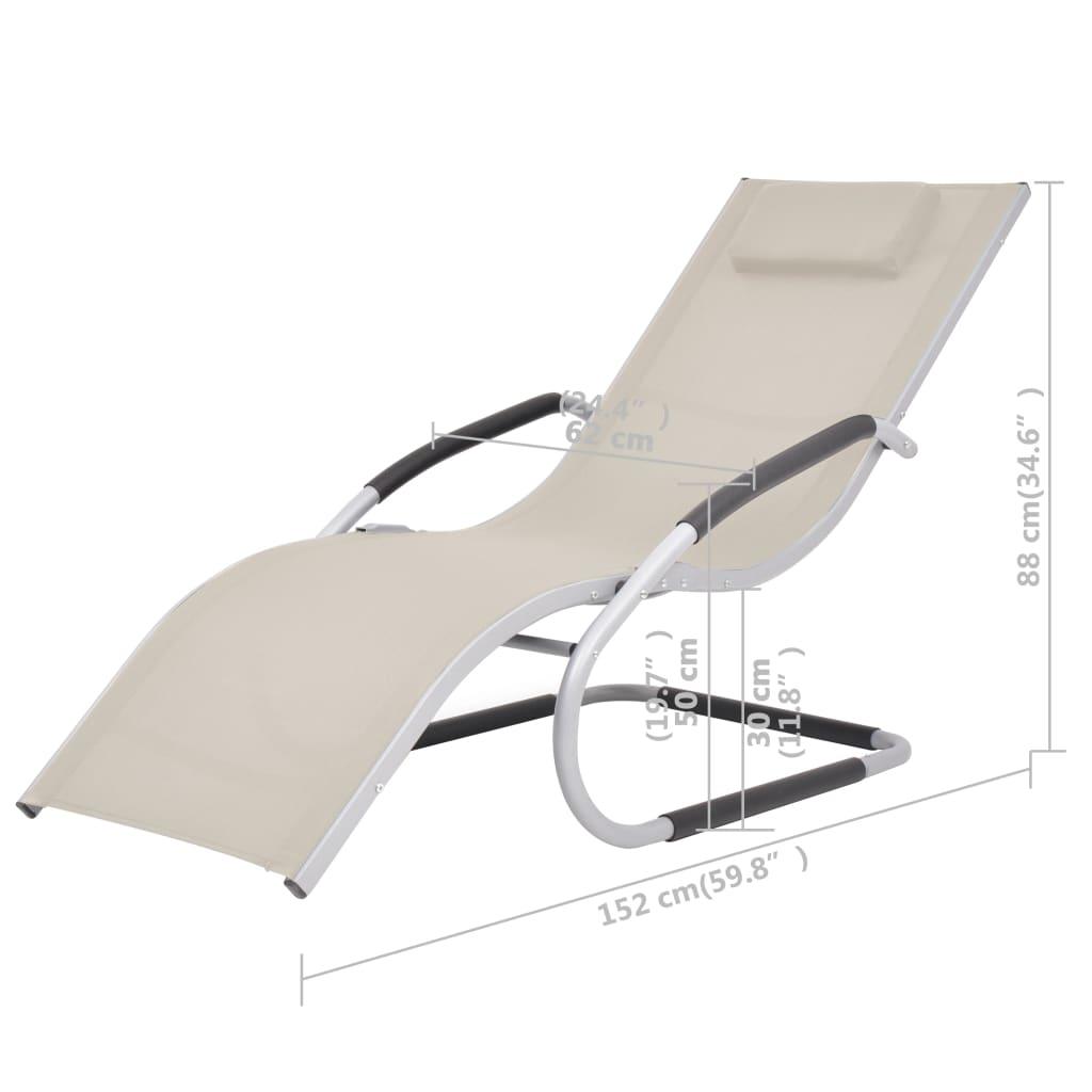 Sun Lounger with Pillow Aluminum and Textilene Cream at Set Shop and Smile