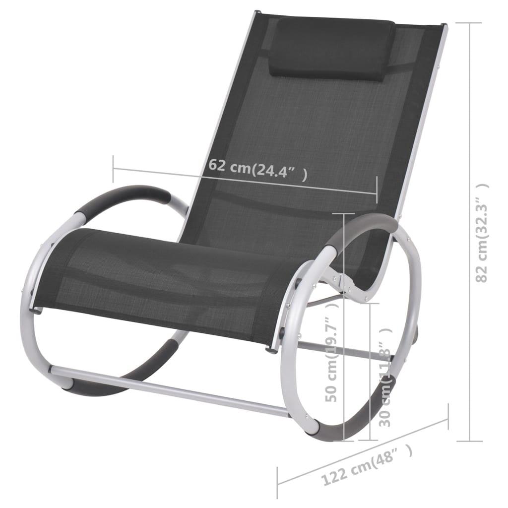 Outdoor Rocking Chair Black Textilene at Set Shop and Smile