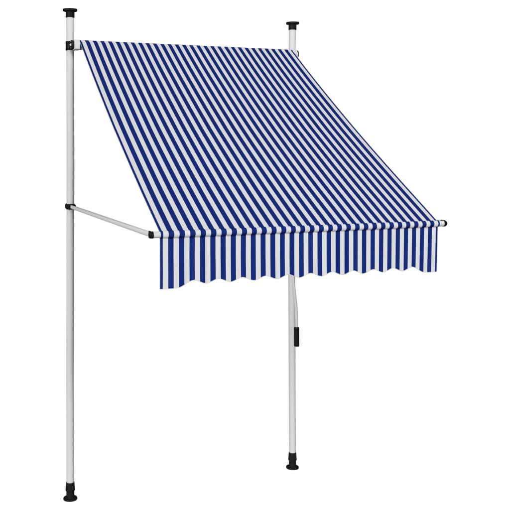 Manual Retractable Awning 39.4" Blue and White Stripes at Set Shop and Smile