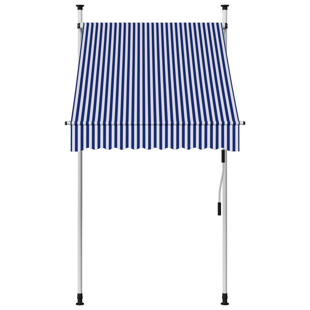 Manual Retractable Awning 39.4" Blue and White Stripes at Set Shop and Smile
