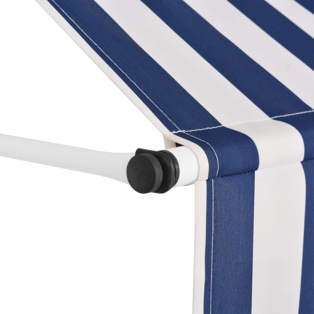 Manual Retractable Awning 39.4" Blue and White Stripes at Set Shop and Smile