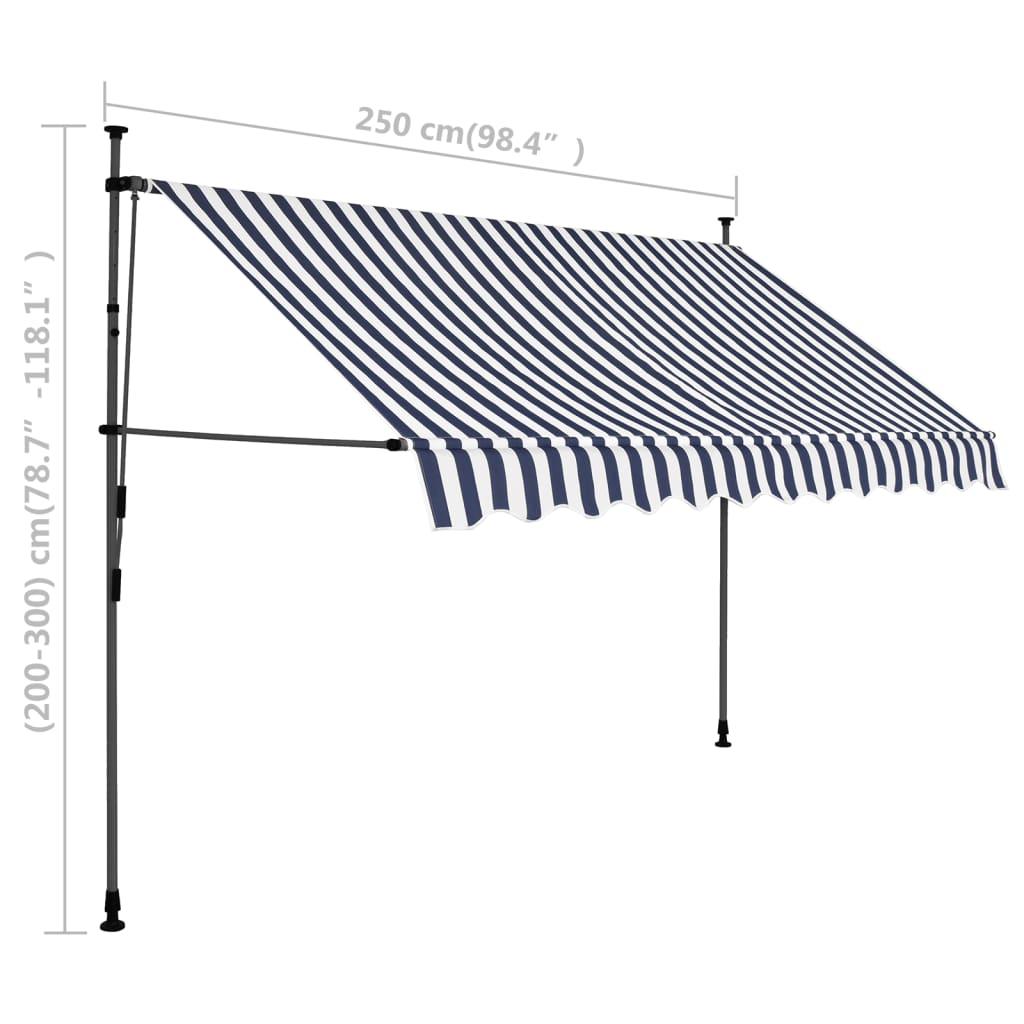 Manual Retractable Awning with LED 98.4" Blue and White at Set Shop and Smile