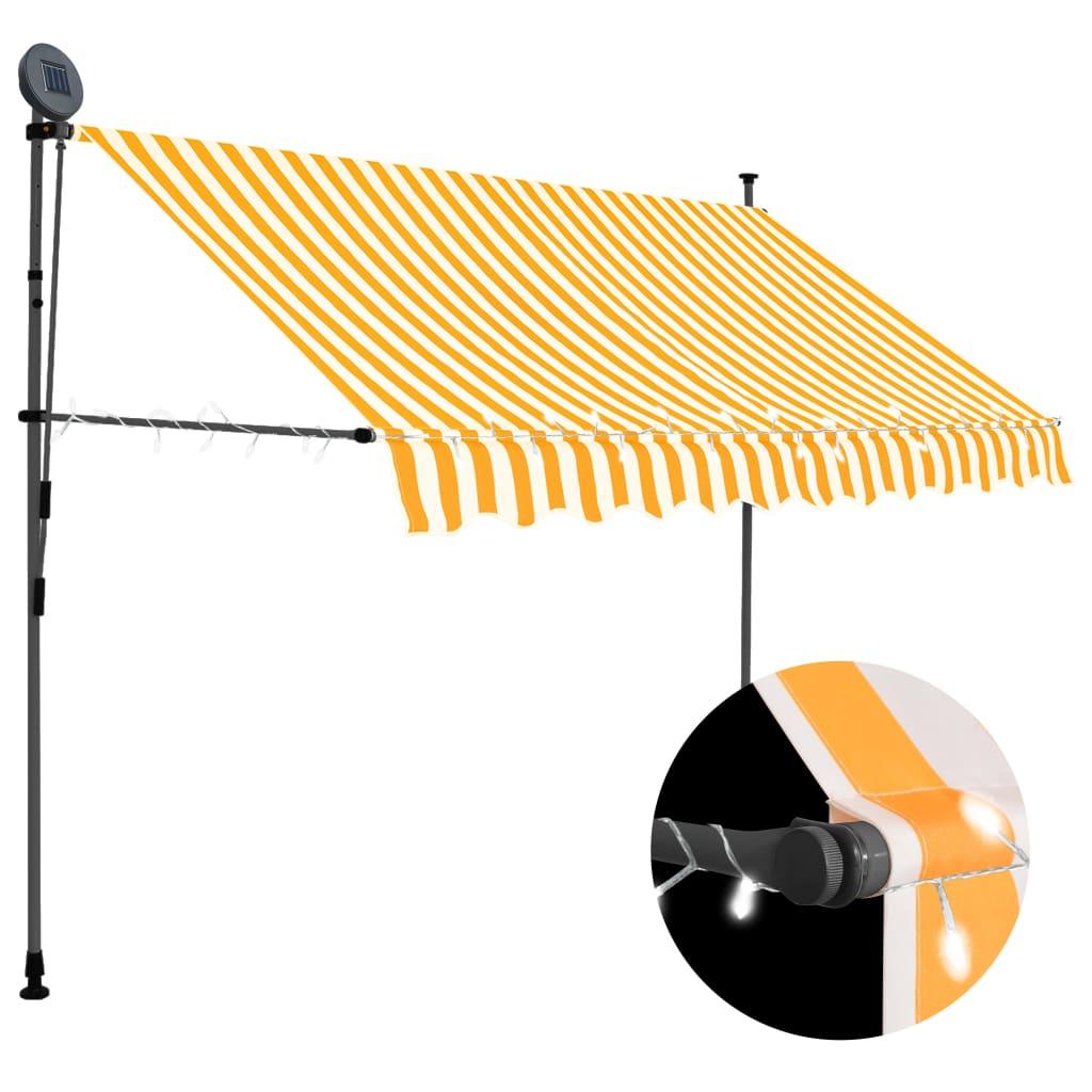 Manual Retractable Awning with LED 98.4" White and Orange at Set Shop and Smile