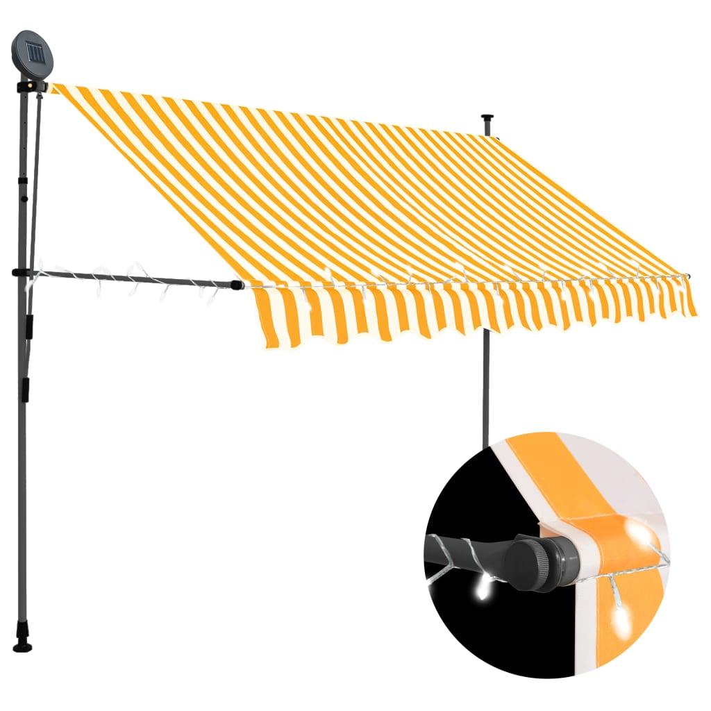 Manual Retractable Awning with LED 118.1" White and Orange at Set Shop and Smile