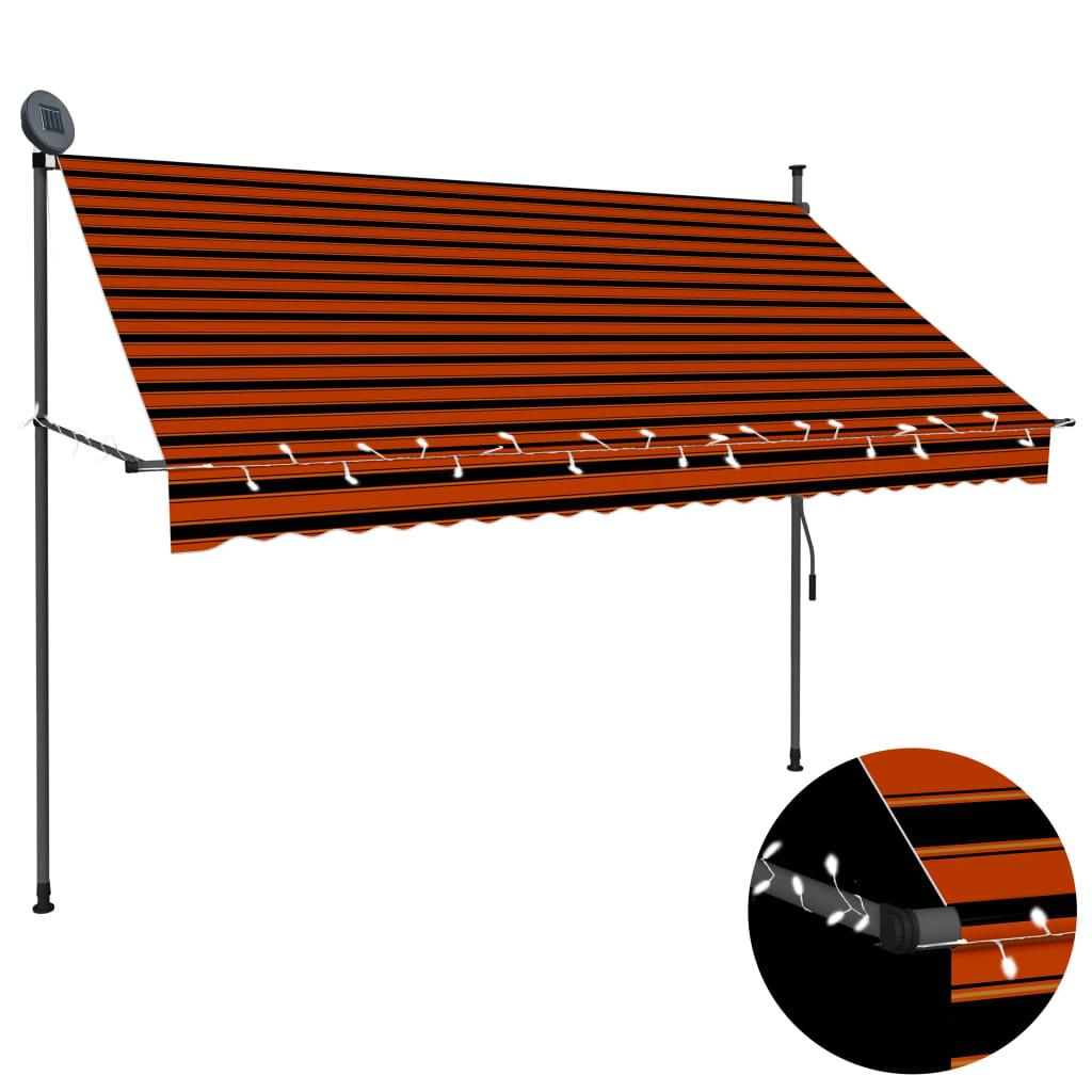 Manual Retractable Awning with LED 98.4" Orange and Brown at Set Shop and Smile