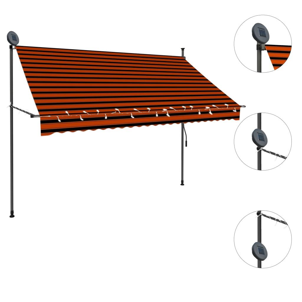 Manual Retractable Awning with LED 98.4" Orange and Brown at Set Shop and Smile