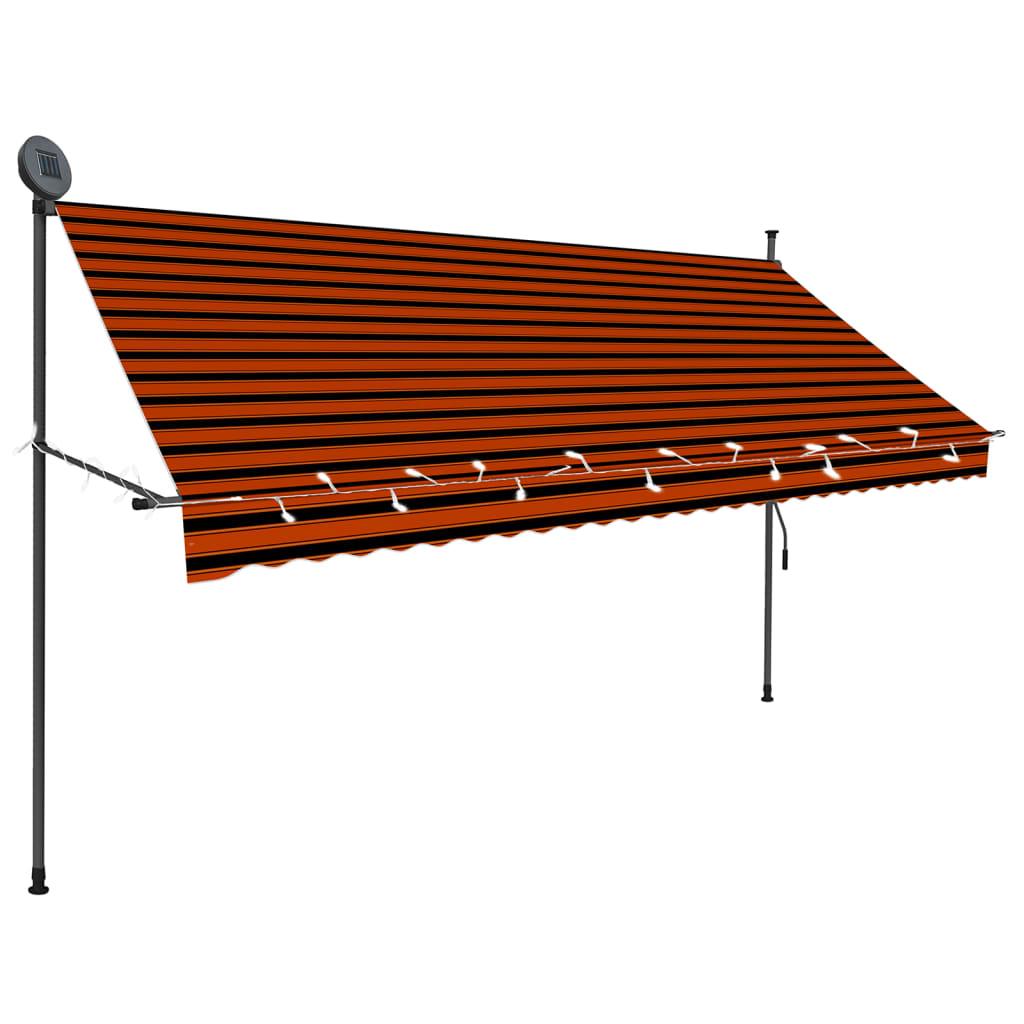 Manual Retractable Awning with LED 118.1" Orange and Brown at Set Shop and Smile