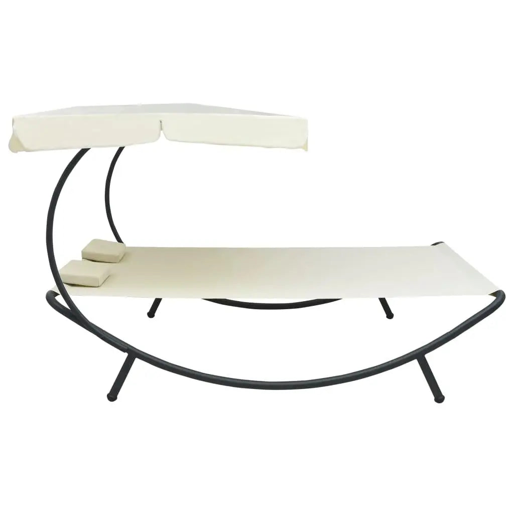 Patio Lounge Bed with Canopy and Pillows Cream White at Set Shop and Smile