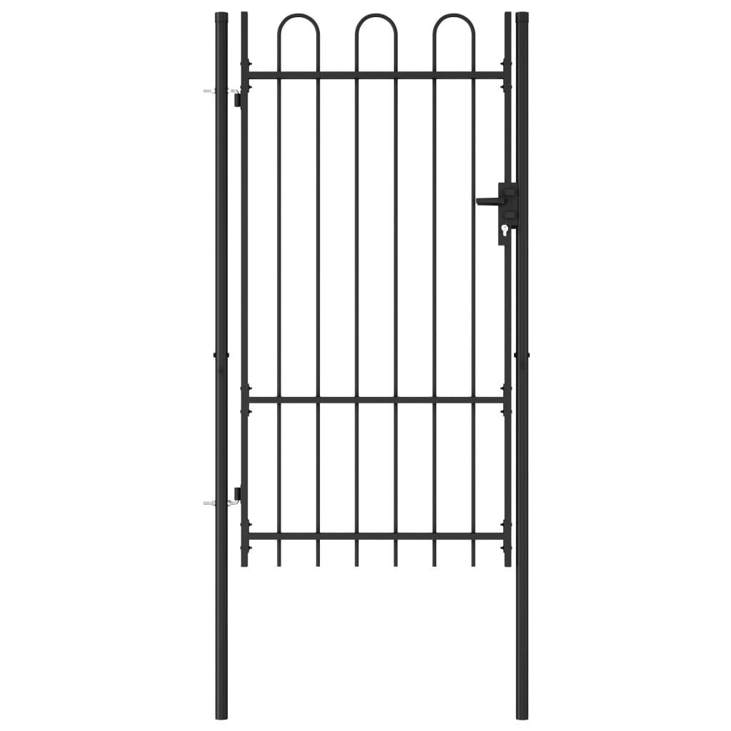 Fence Gate Single Door with Arched Top Steel 39.4"x68.9" Black at Set Shop and Smile
