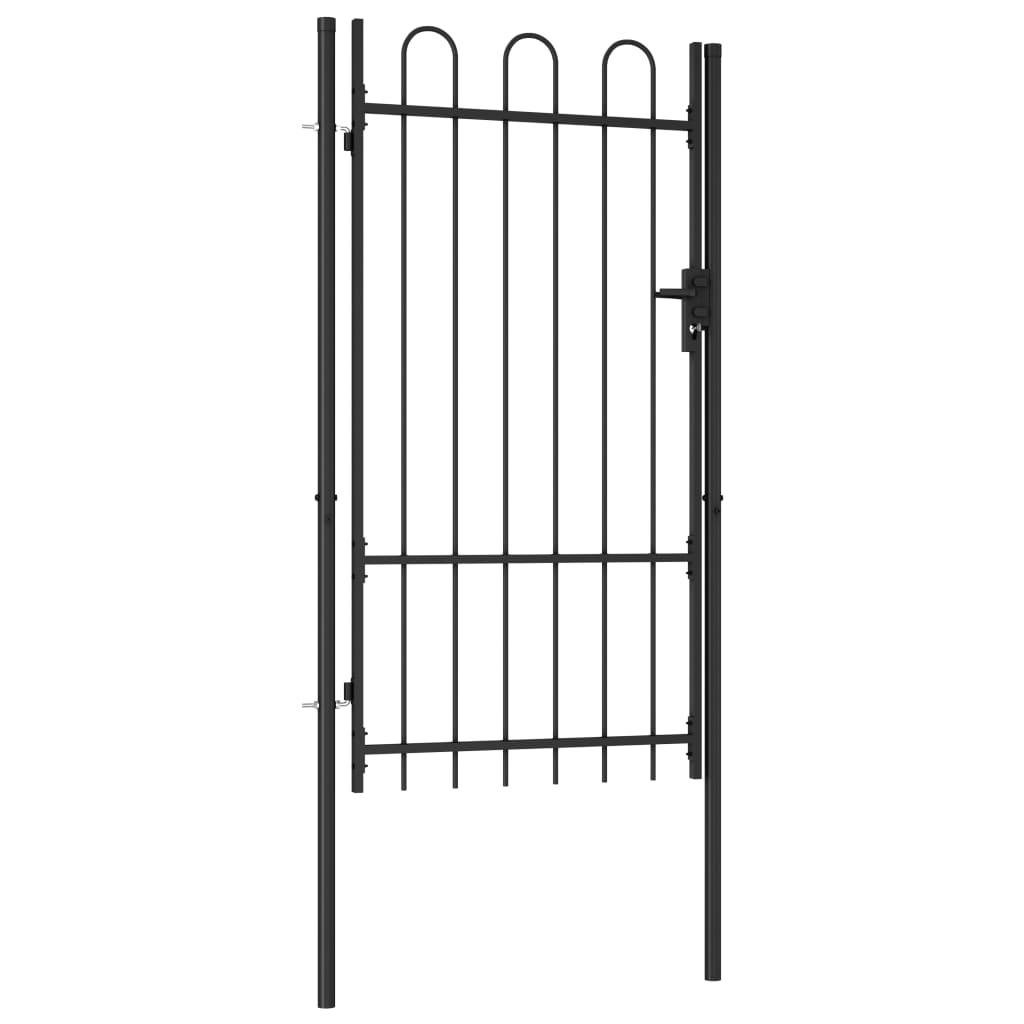 Fence Gate Single Door with Arched Top Steel 39.4"x68.9" Black at Set Shop and Smile