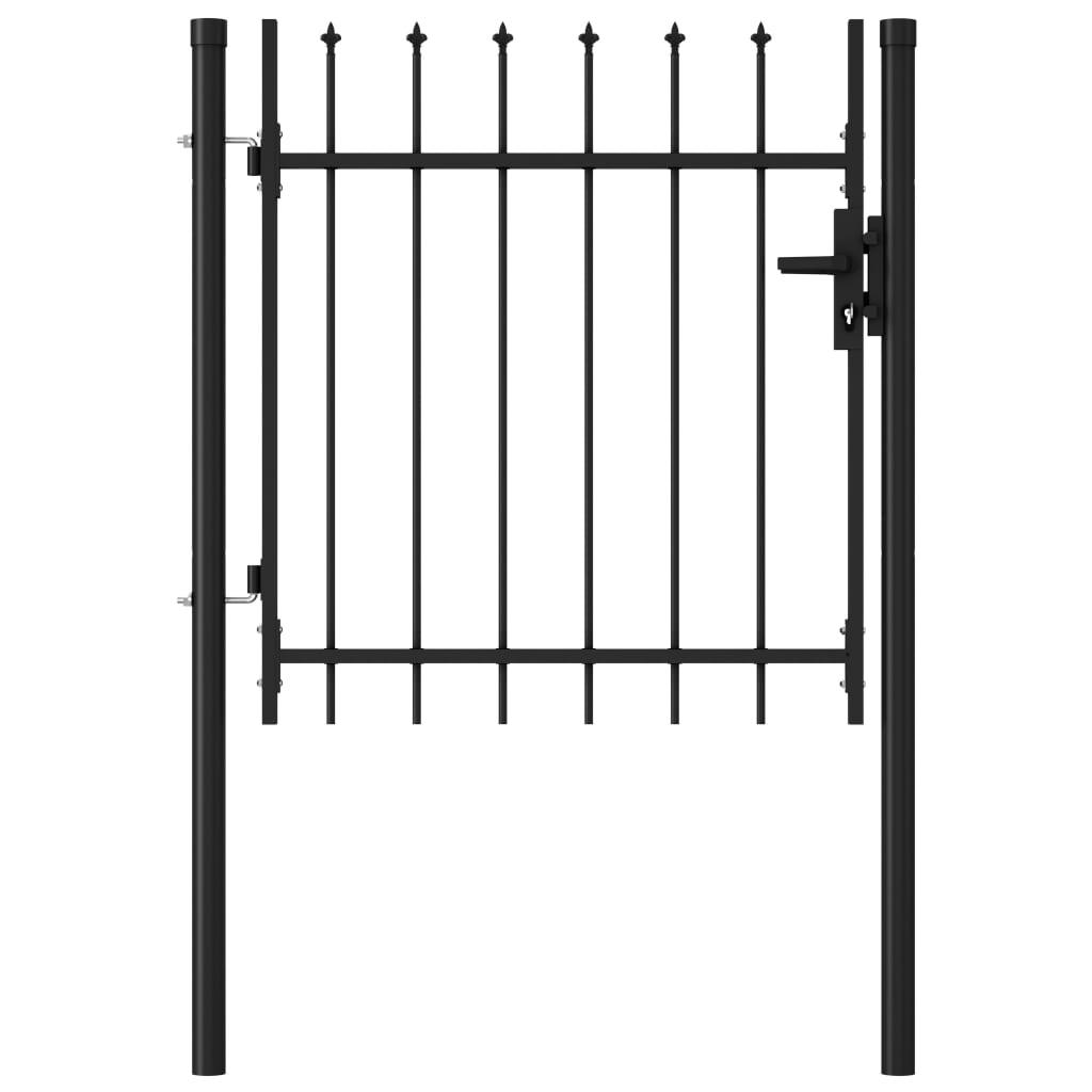 Fence Gate Single Door with Spike Top Steel 39.4"x39.4" Black at Set Shop and Smile