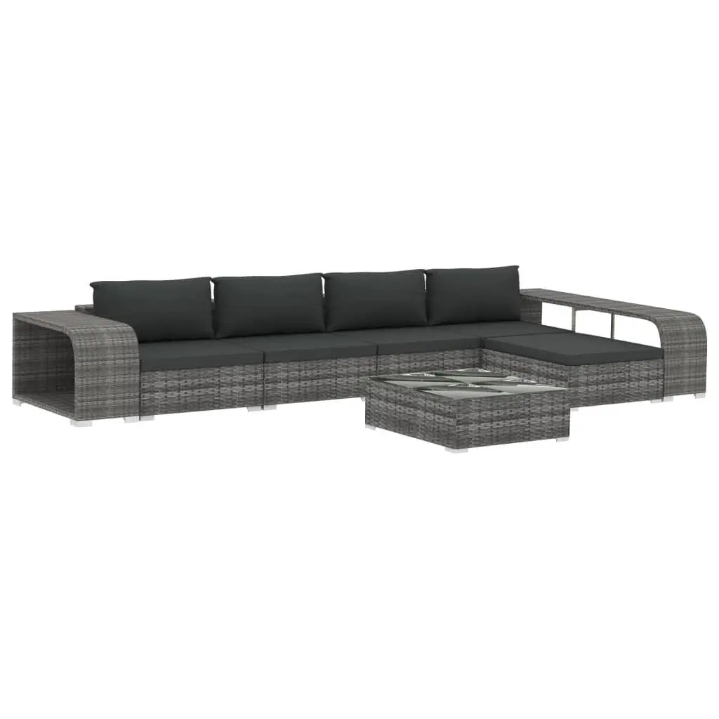 8 Piece Patio Lounge Set with Cushions Poly Rattan Gray at Set Shop and Smile