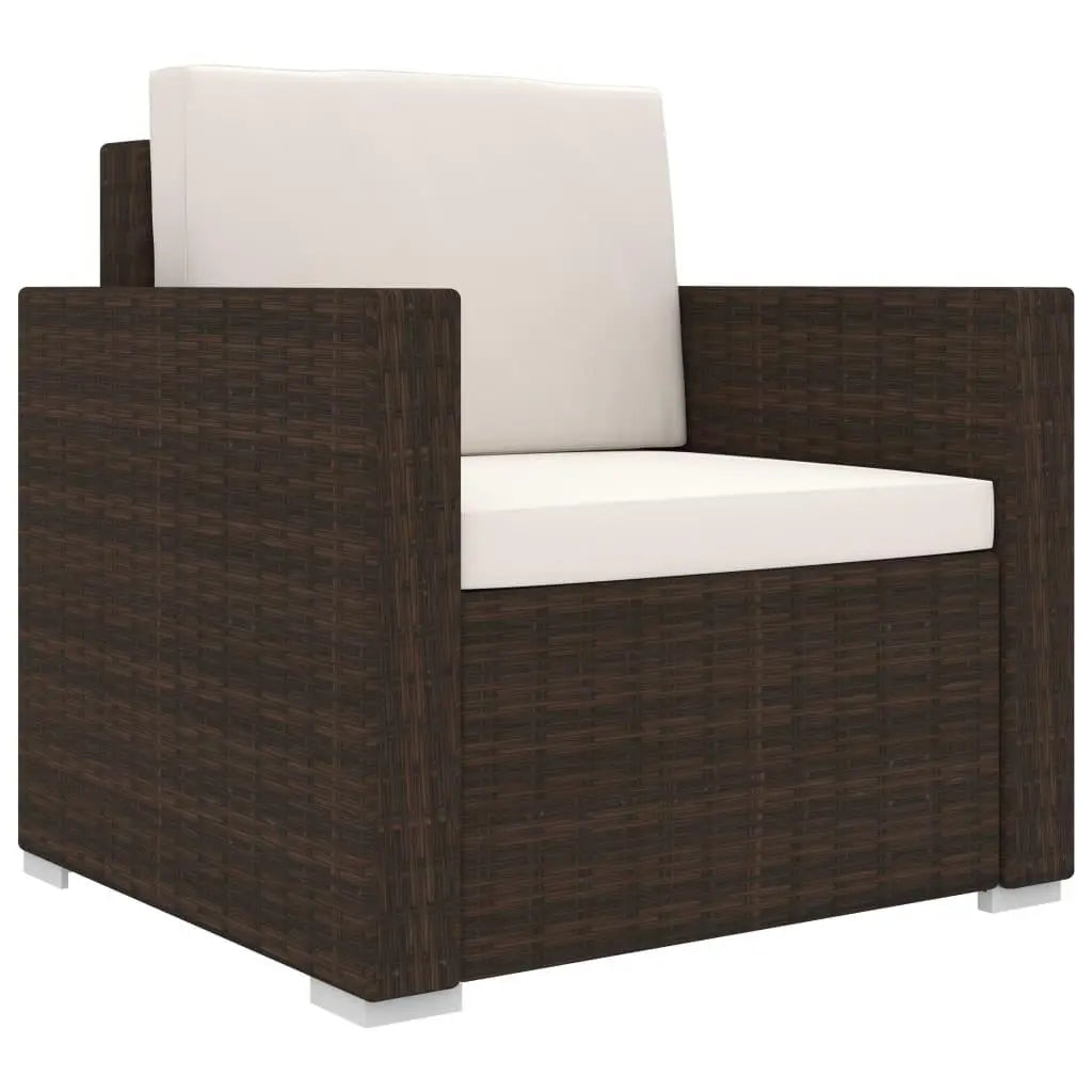 8 Piece Patio Lounge Set with Cushions Poly Rattan Brown at Set Shop and Smile
