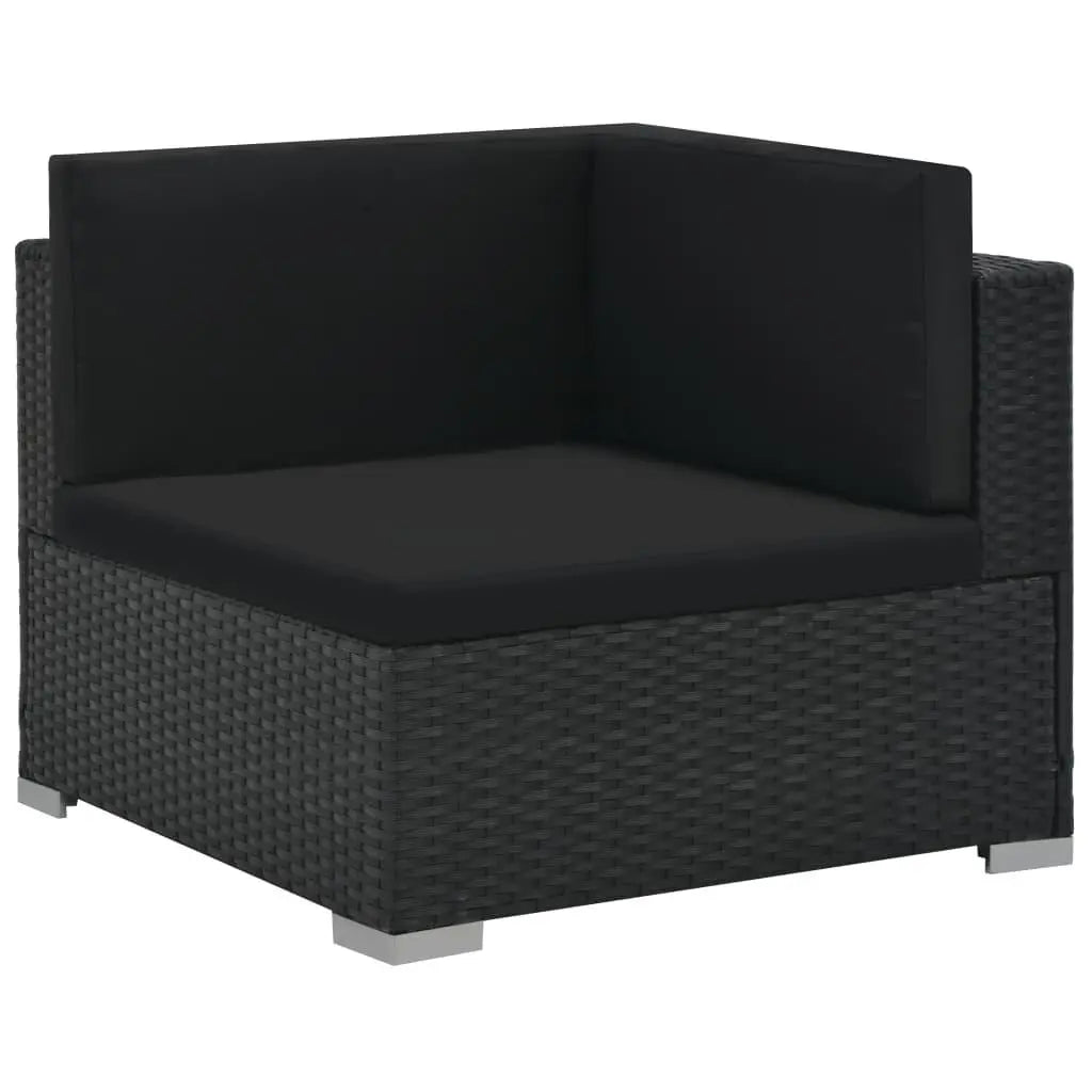 6 Piece Patio Lounge Set with Cushions Poly Rattan Black at Set Shop and Smile