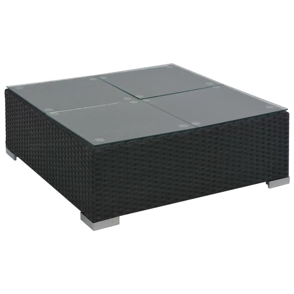 6 Piece Patio Lounge Set with Cushions Poly Rattan Black at Set Shop and Smile