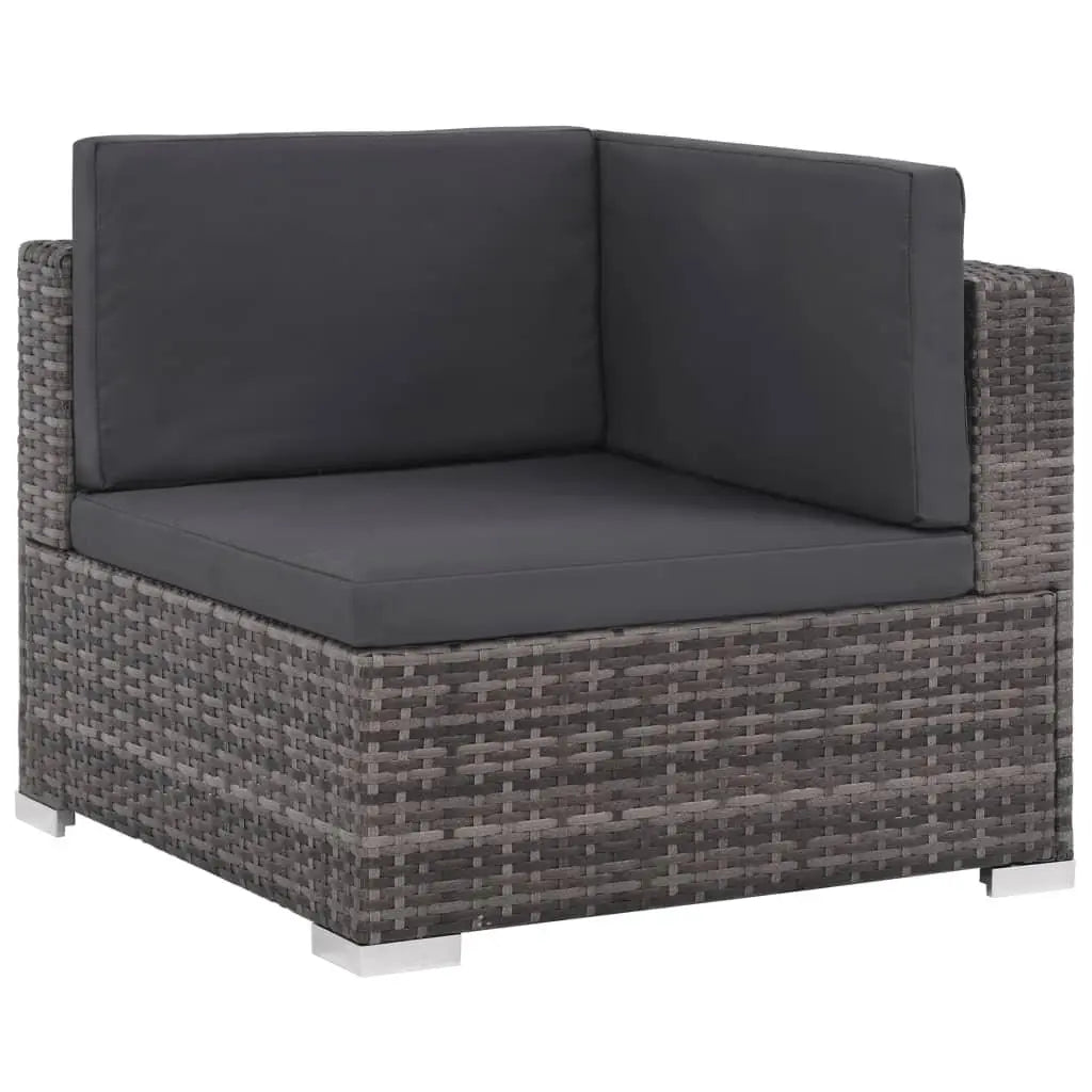 6 Piece Patio Lounge Set with Cushions Poly Rattan Gray at Set Shop and Smile