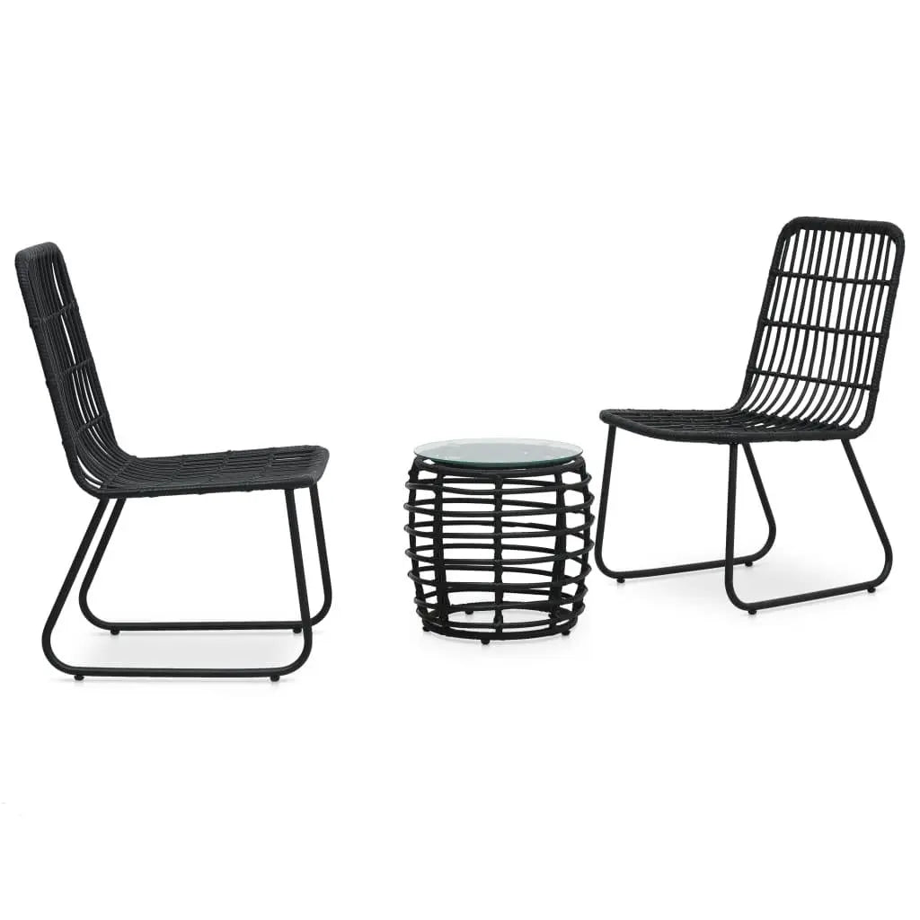 3 Piece Bistro Set Poly Rattan Black at Set Shop and Smile