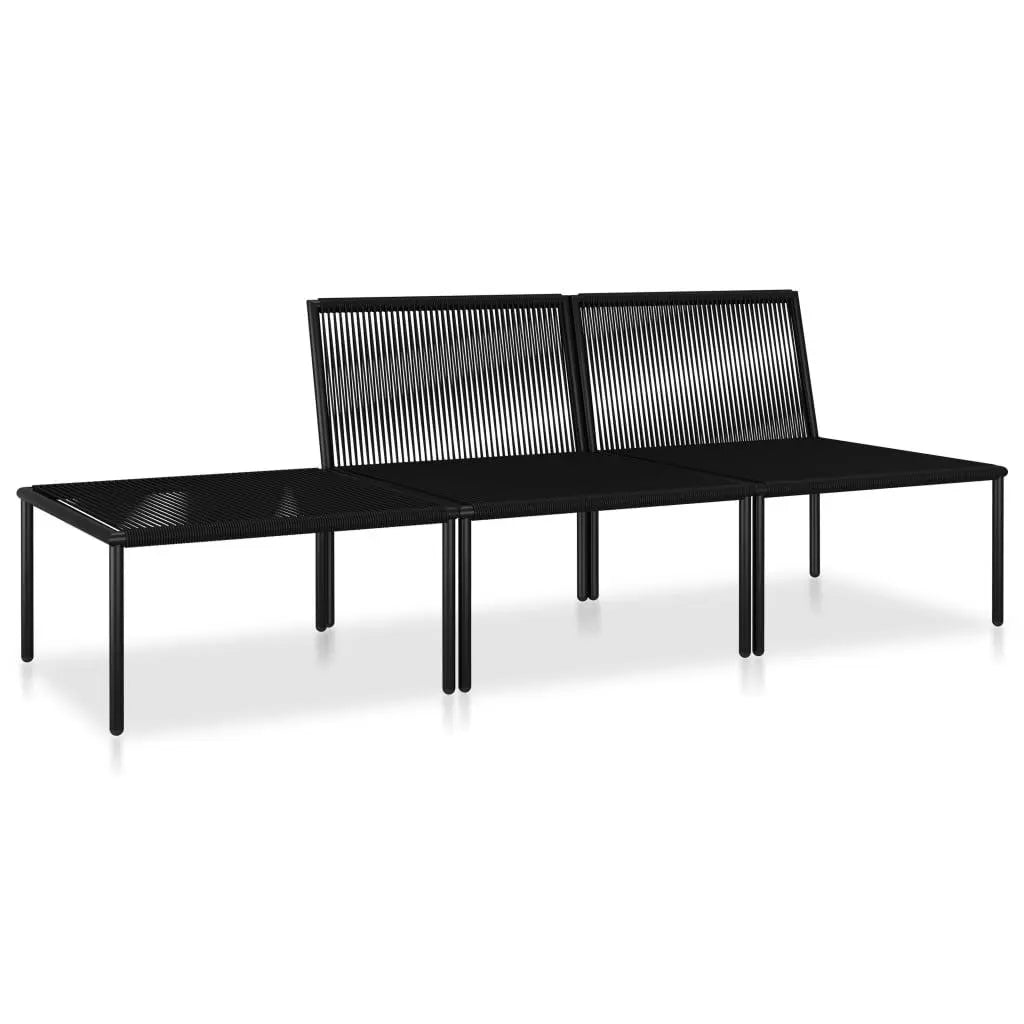 3 Piece Patio Lounge Set with Cushions Black PVC at Set Shop and Smile