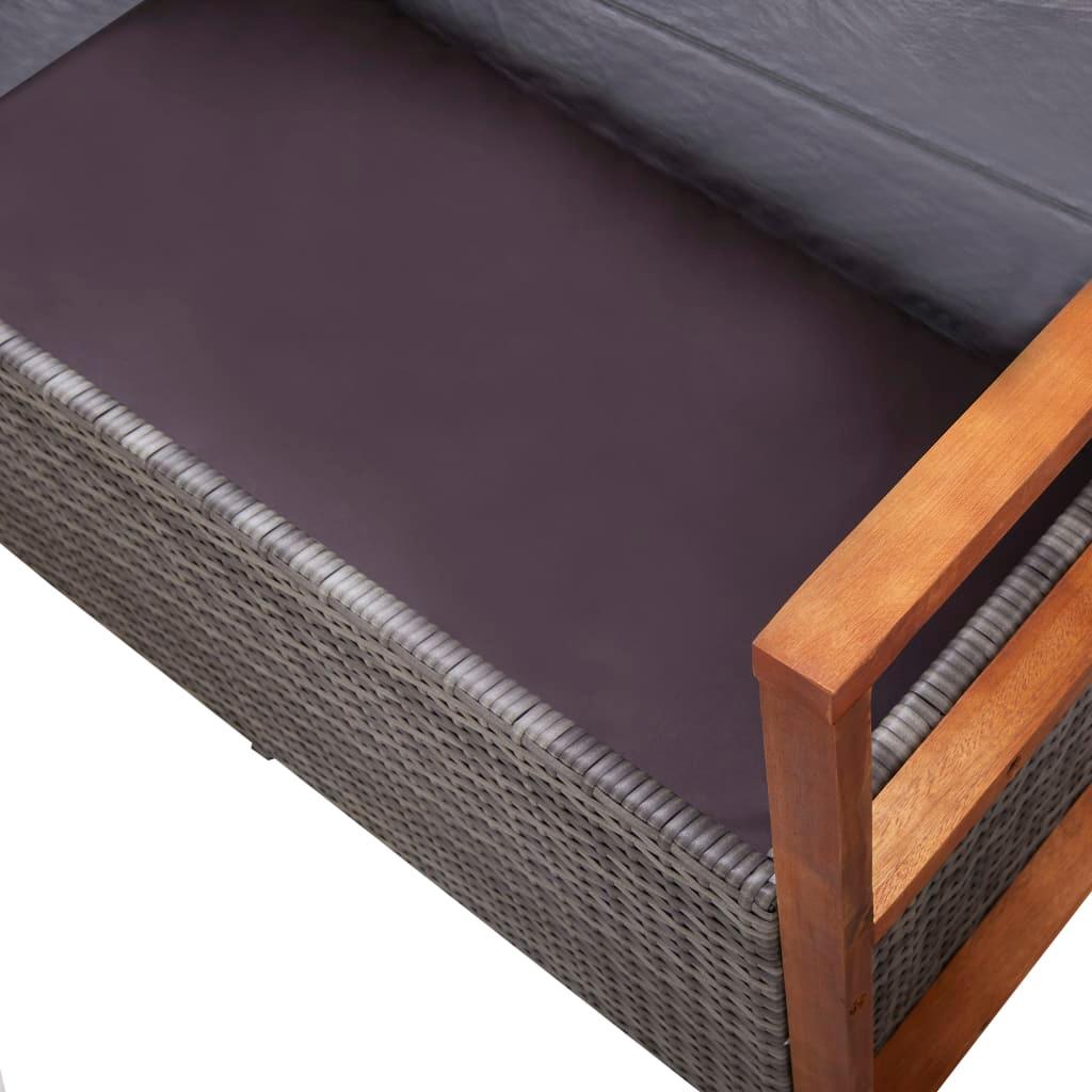Storage Bench 45.3" Poly Rattan and Solid Acacia Wood Gray at Set Shop and Smile