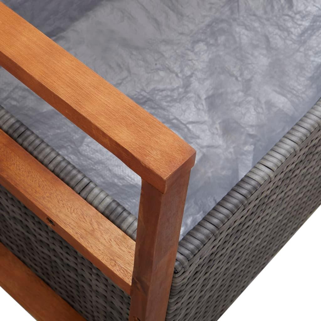 Storage Bench 45.3" Poly Rattan and Solid Acacia Wood Gray at Set Shop and Smile