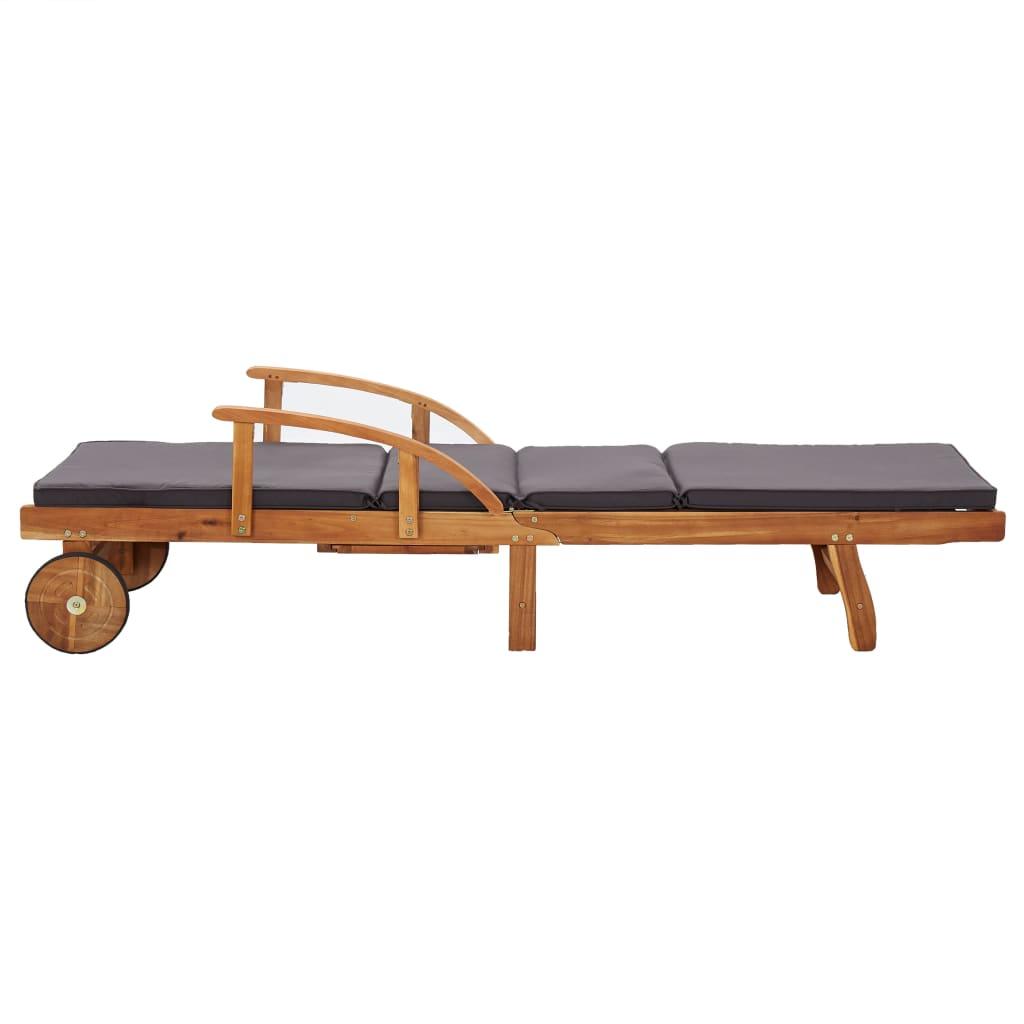 Sun Lounger with Cushion Solid Acacia Wood at Set Shop and Smile