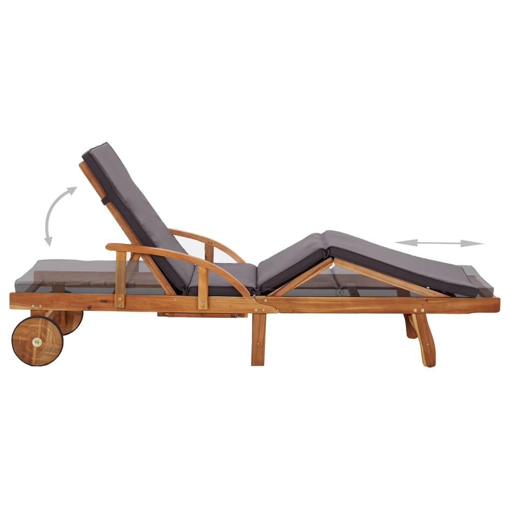 Sun Lounger with Cushion Solid Acacia Wood at Set Shop and Smile