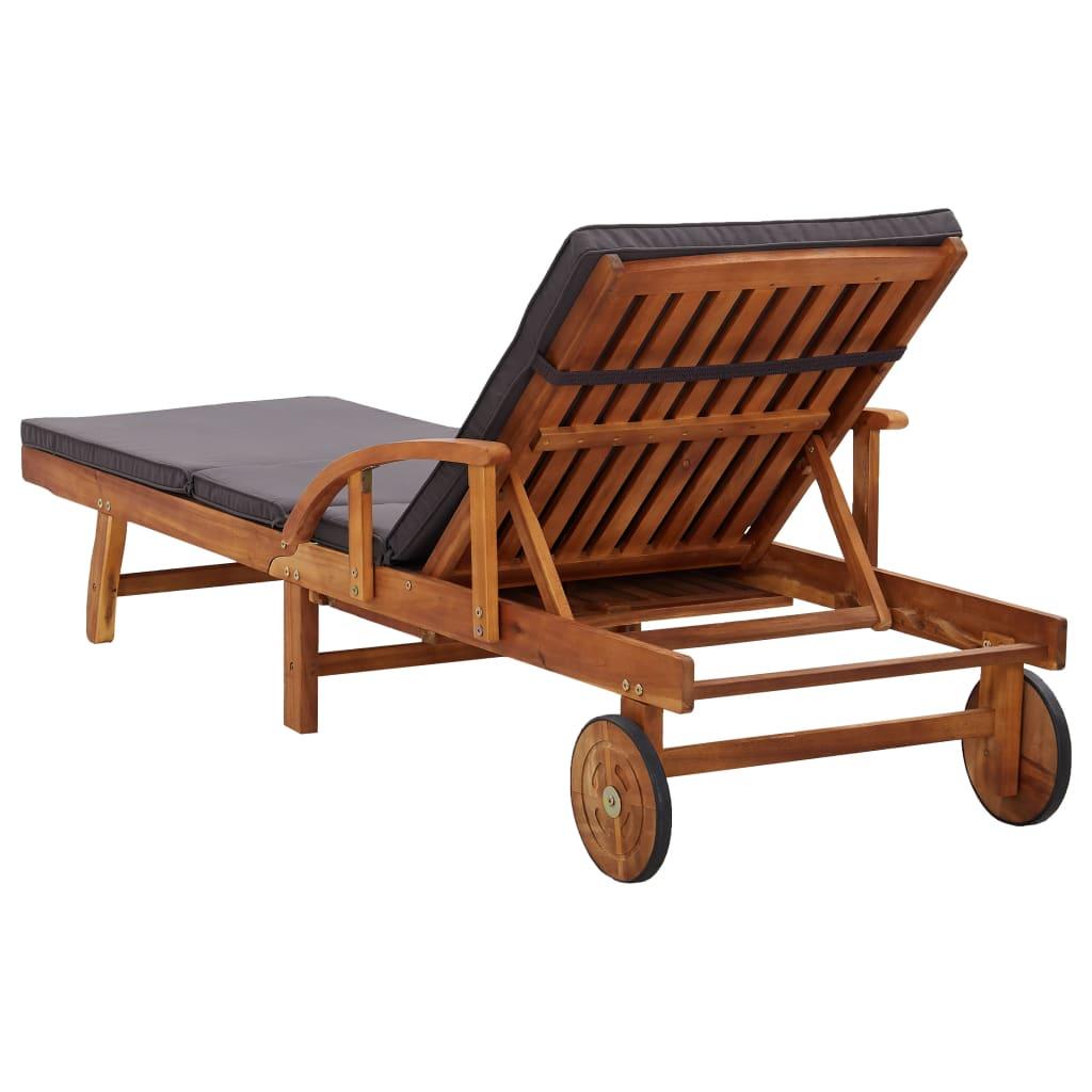 Sun Lounger with Cushion Solid Acacia Wood at Set Shop and Smile