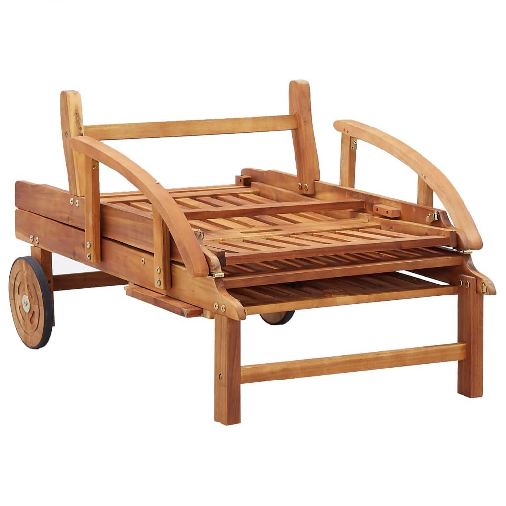Sun Lounger with Cushion Solid Acacia Wood at Set Shop and Smile