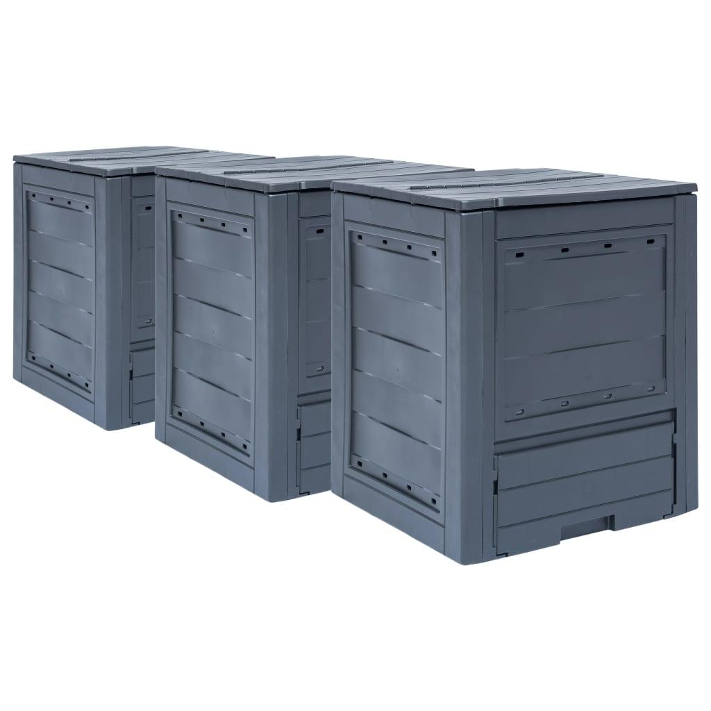 Garden Composters 3 pcs Gray 23.6"x23.6"x28.7" 206.1 gal at Set Shop and Smile
