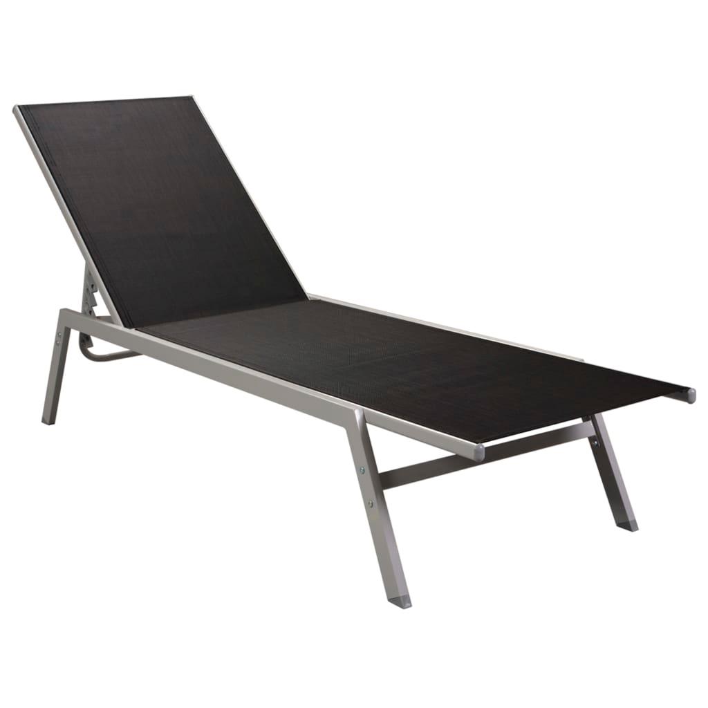 Sun Lounger Steel and Textilene Black at Set Shop and Smile