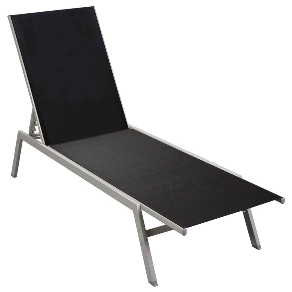 Sun Lounger Steel and Textilene Black at Set Shop and Smile