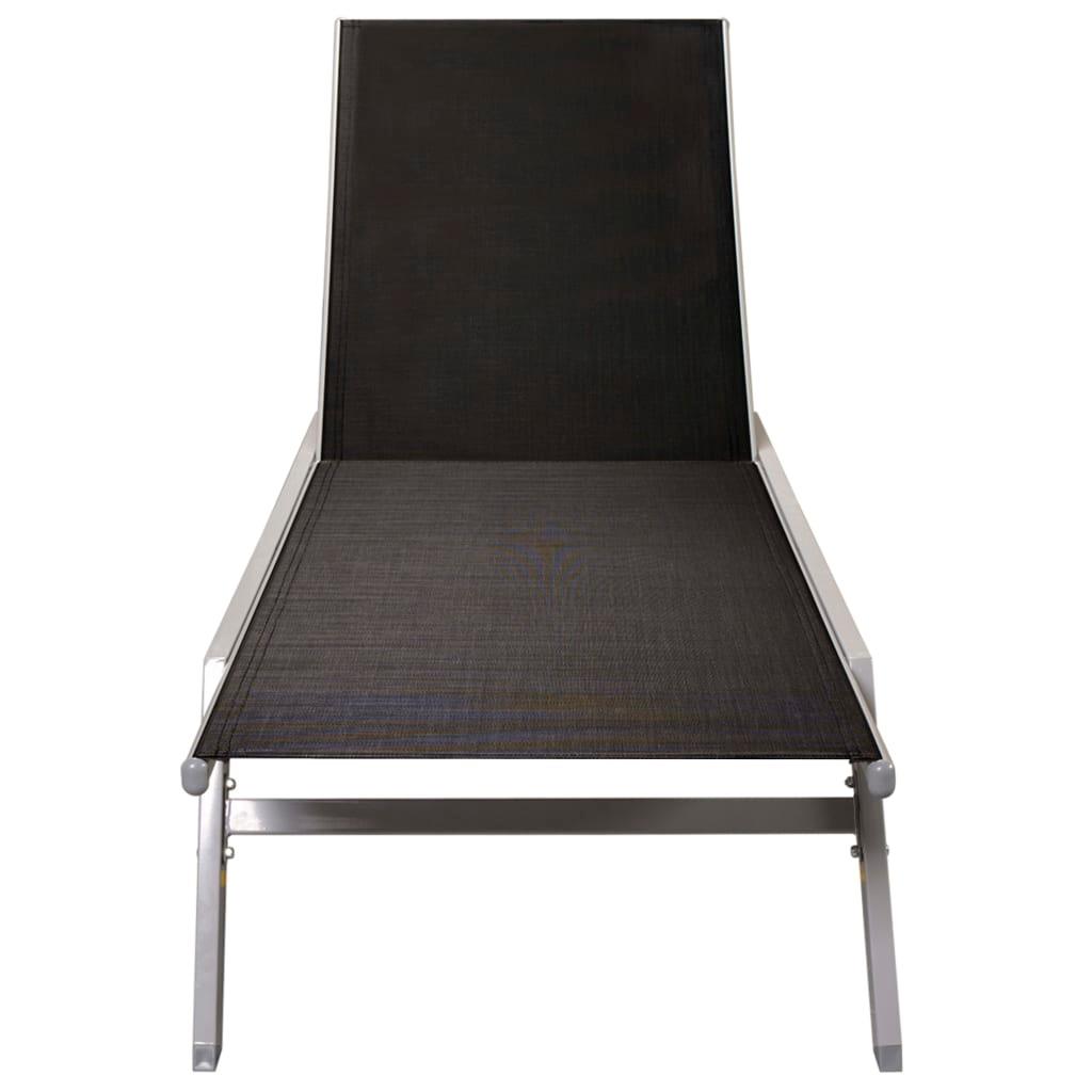 Sun Lounger Steel and Textilene Black at Set Shop and Smile