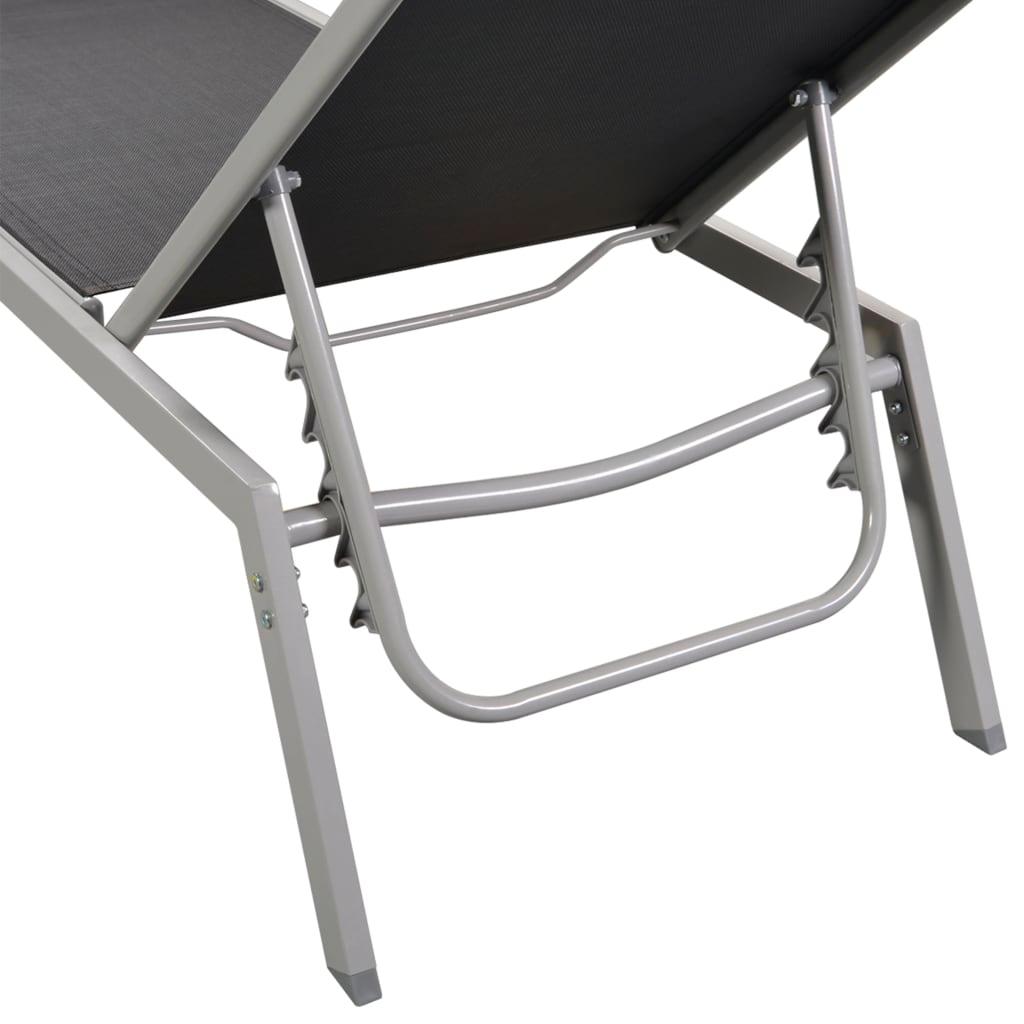 Sun Lounger Steel and Textilene Black at Set Shop and Smile